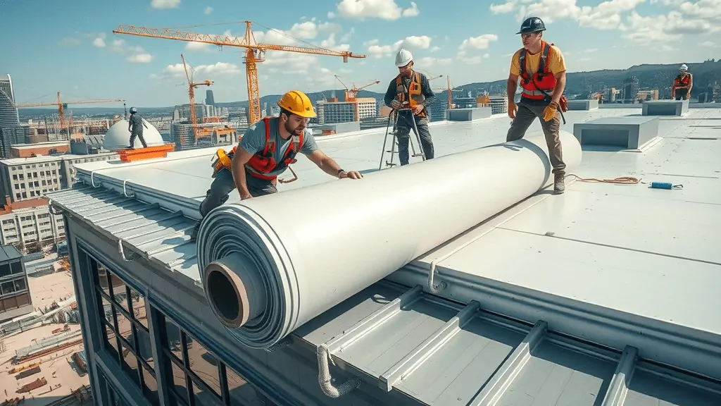 Commercial Langley roofing contractors installing TPO and metal roofing on a modern building